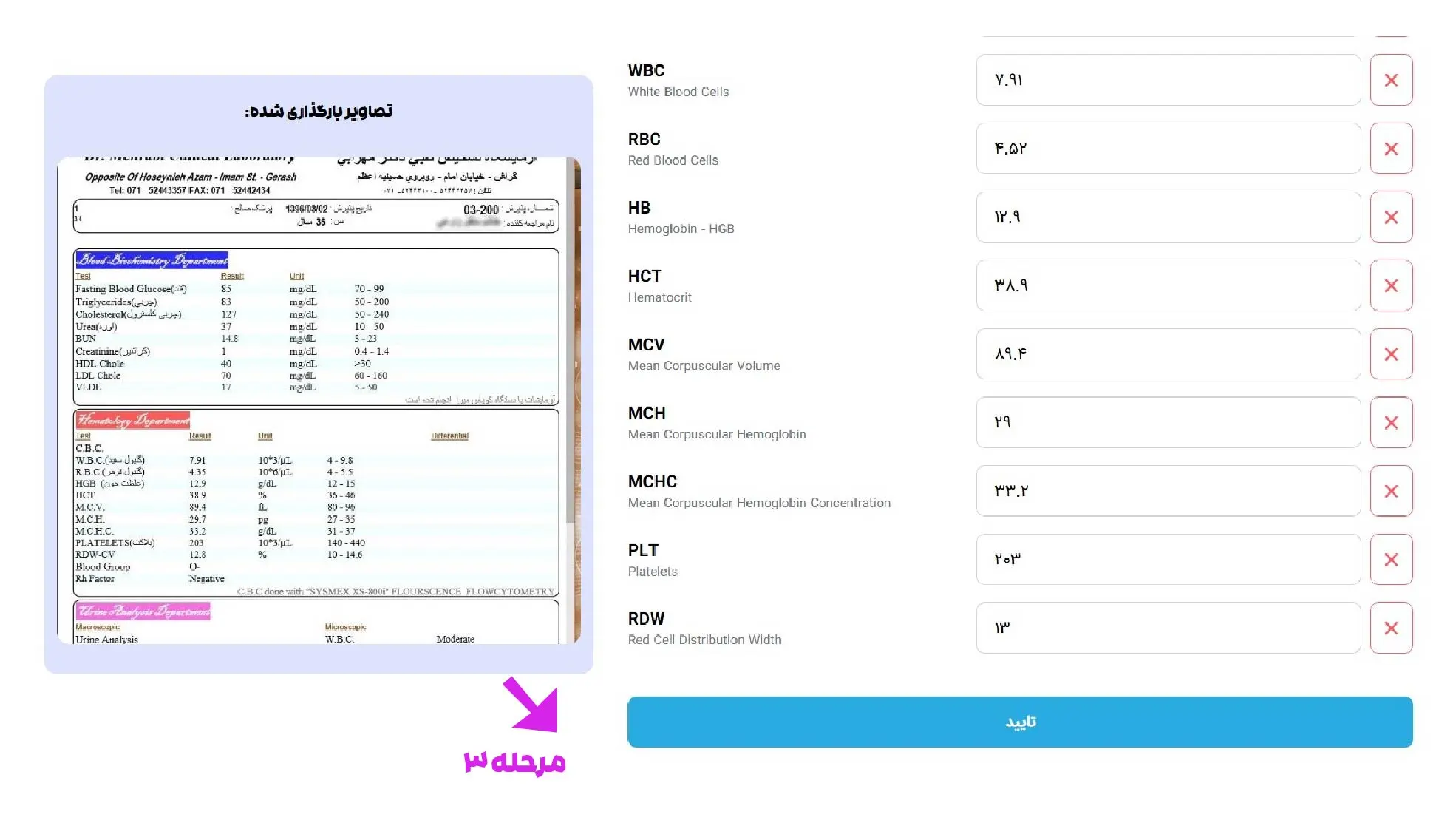 راهنمای تفسیر آزمایش با هوش مصنوعی بادیبان 7 تایید دادههای استخراجشده برای دریافت تفسیر آزمایش با هوش مصنوعی